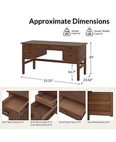 Mid-century Modern Jessy 56" Rectangular Desk with Solid Wood Legs