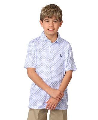 Tailorbyrd Boys Golf Carts Printed Performance Short Sleeve Polo