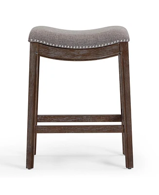 Fabric and Solid Wood Backless Counter Height Bar Chair
