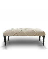 Decorative Upholstered Bench with Sculptural Legs for Hallway or End of Bed