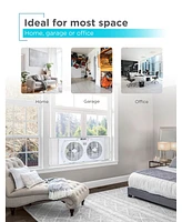 Black+Decker 9" Dual Window Fan for Window Screen with 2 Speed Settings, Twin Window Fan with Mechanical Controls and Removable Legs,Black