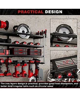 Hausource 4-Tier Large Power Tool Organizer - 12 Drill Holder, Workshop Storage Rack