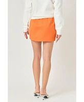 endless rose Women's Satin Pintucked Mini Skirt