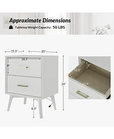Jonas Modern 2-Drawers Nightstand with Usb 2 Ports