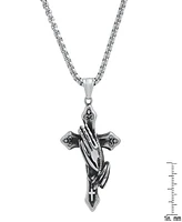Steeltime Men's Stainless-Steel Prayer Hand and Cross Pendant Necklace