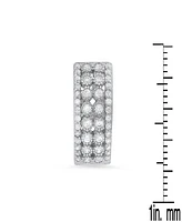 Steeltime Women's Sterling Silver and Multi-Row Simulated Diamonds Round Huggie Earrings