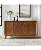 Ema Mid-Century Sideboard With Solid Wood Legs and Adjustable Shelves