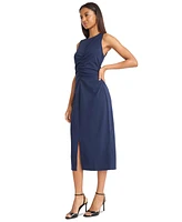 Donna Morgan Women's V-Neck Sleeveless Midi Crepe Dress