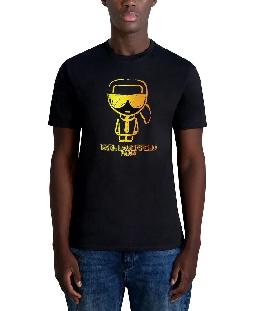 Karl Lagerfeld Paris Men's Outline Character Logo Graphic T-Shirt