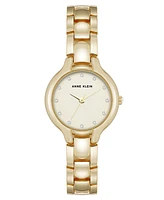 Anne Klein Women's Quartz Delicate Crystal Accented Champagne Dial Gold-Tone Alloy Metal Watch, 28mm