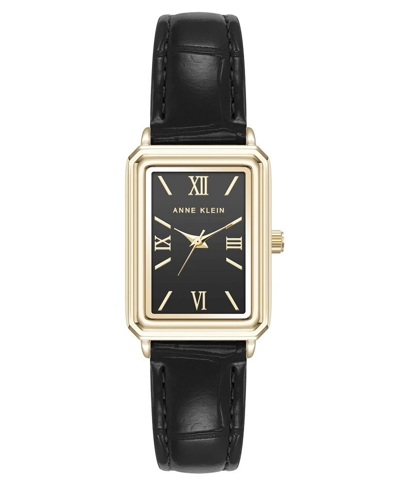Anne Klein Women's Quartz Casual Polyurethane Leather and Gold-Tone Metal Alloy Watch