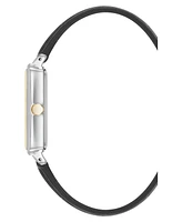 Anne Klein Women's Quartz Casual Black Polyurethane Leather and Two-Tone Metal Alloy Watch, 25mm