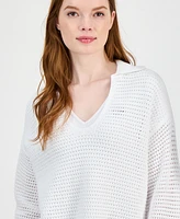 Tommy Hilfiger Women's Open-Stitch Johnny-Collar Sweater