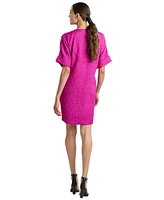Natori Women's Floral Crinkle Jacquard Short-Sleeve Dress