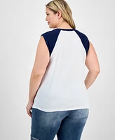 Rebellious One Trendy Plus Cotton New York Graphic Top