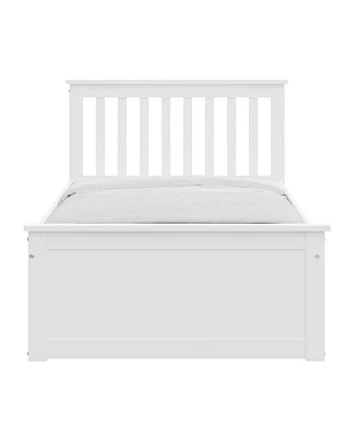 Solid Wood Bed with Pull-Out Trundle – Space-Saving Twin Bed Frame for Kids or Guest Room