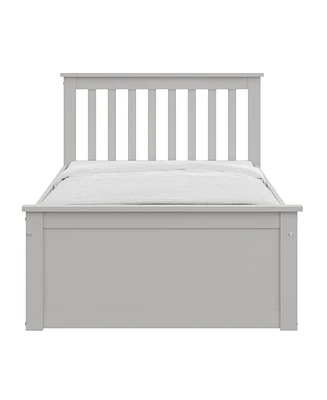 Solid Wood Bed with Pull-Out Trundle – Space-Saving Twin Frame for Kids or Guest Room