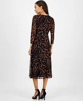 Connected Petite Printed Surplice Side-Tie Dress