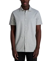 Karl Lagerfeld Paris Men's Short Sleeve Geo Pattern Button-Front Shirt