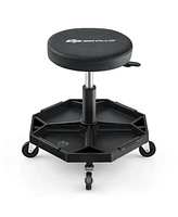 Heavy-Duty Adjustable Height Rolling Stool with Tool Tray Storage 330 Lbs Capacity
