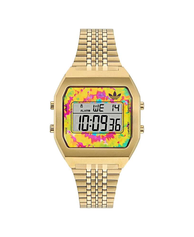 adidas Unisex Digital Gold-Tone Stainless Steel Watch, 36mm