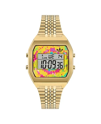 adidas Unisex Digital Gold-Tone Stainless Steel Watch, 36mm
