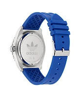 adidas Unisex Analog Blue Silicone Watch, 44mm