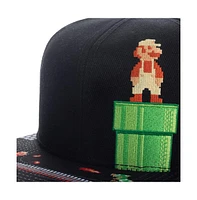 Super Mario Men's Video Game 8-Bit Black Snapback Hat