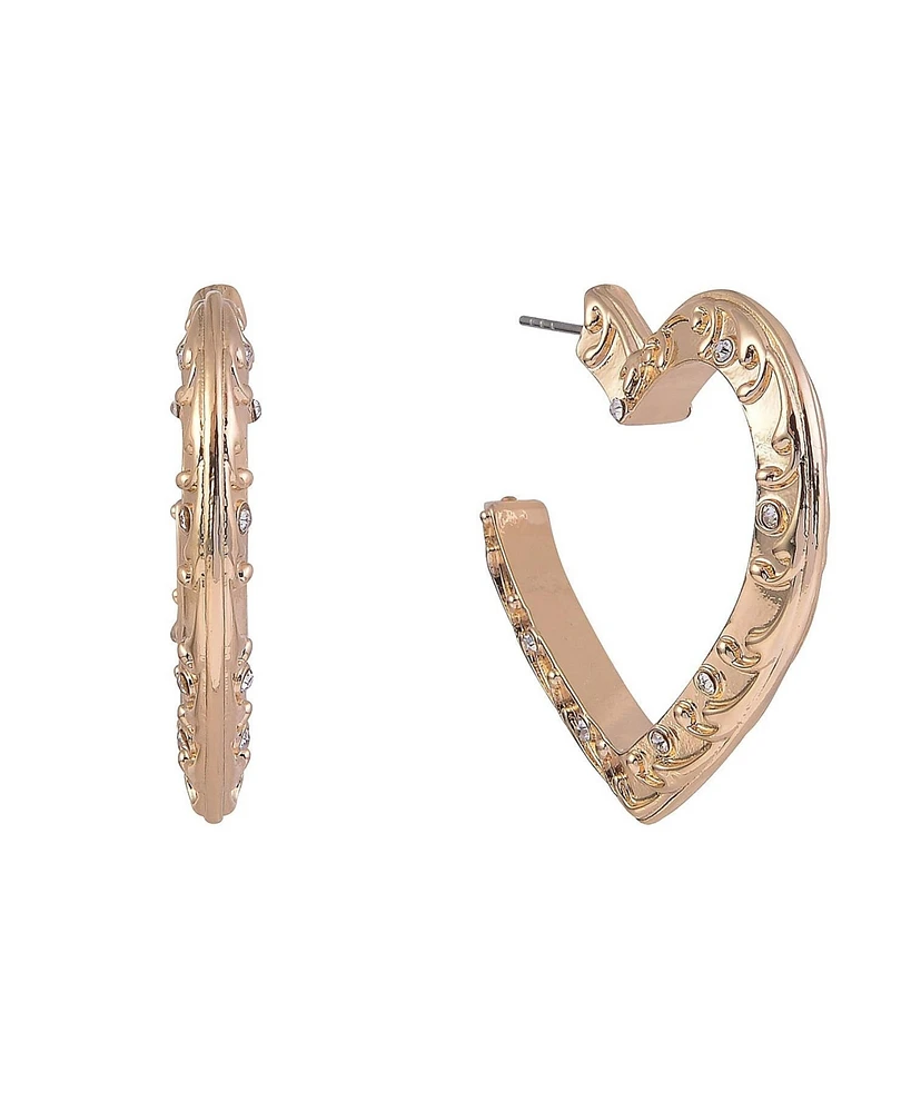 Rachel Rachel Roy Gold Tone Textured Post Heart Earrings