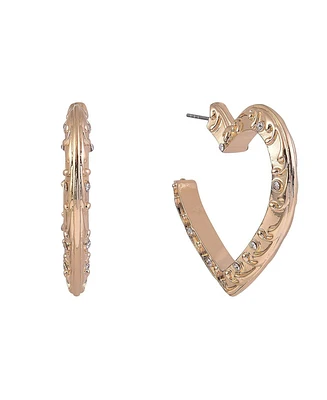 Rachel Rachel Roy Gold Tone Textured Post Heart Earrings