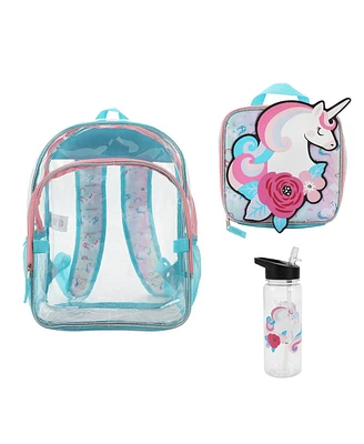 Floral Unicorn 3-Piece Backpack & Lunchbox Set With Water Bottle