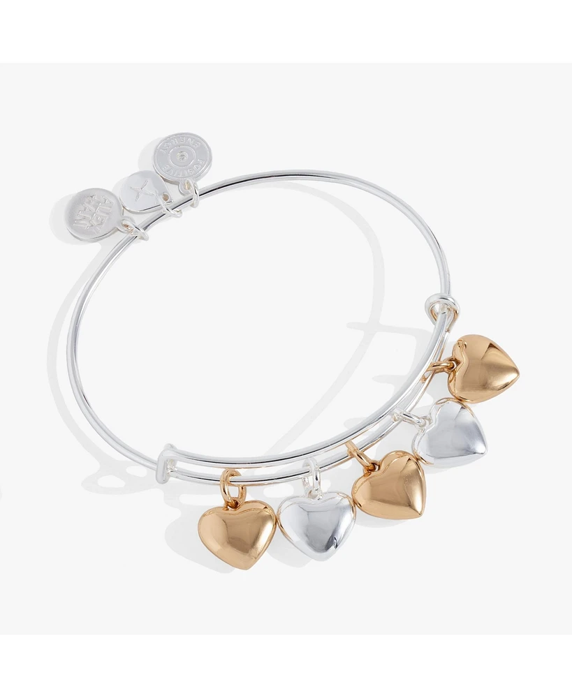 Puffy Heart Multi Charm Bangle Bracelet