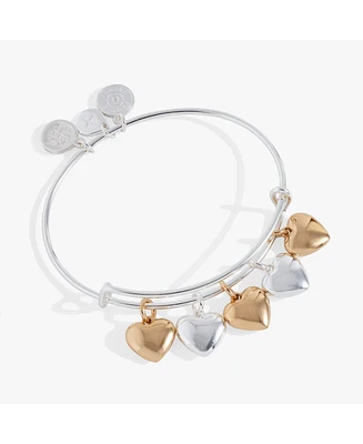 Puffy Heart Multi Charm Bangle Bracelet
