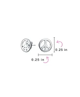 Bling Jewelry Set of 2 Dainty World Peace Sign Stud Earrings Gold Plated Sterling Silver