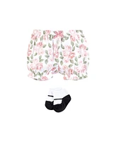Hudson Baby Girls Bodysuit, Short and Sock, Bonjour Paris