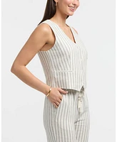 Ellen Tracy Women's Tailored Button-Front Linen Blend Vest
