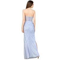 Lara Women's 9927 - Beaded Corset Dress with Slit