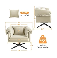 Yaheetech Modern Swivel Velvet Upholstered Armchair