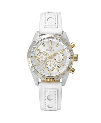 Abingdon Co. Women's Jordan Chronograph Multifunctional Champagne Leather Strap Watch, 40mm