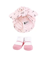 Hudson Baby Baby Girls Hudson Turban and Socks Set, Hummingbird Garden, One