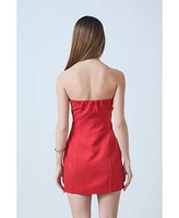 endless rose Women's Linen Strapless Dress