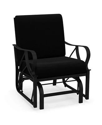 Patio Rocking Chair with Cushion Heavy-Duty Metal Frame Smooth Glider Outdoor