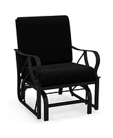 Patio Rocking Chair with Cushion Heavy-Duty Metal Frame Smooth Glider Outdoor