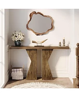 Tribesigns Farmhouse Entryway Table, 55.12 Inch Console Table Behind Sofa Table, Wood Sofa Table Narrow Hallway Table, Foyer Entry Table with K-Shaped