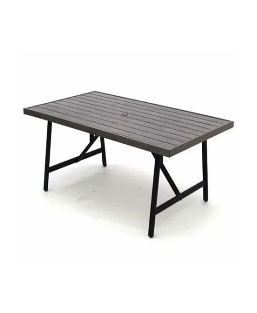 Four Seasons Courtyard Norwalk Slat Top Aluminum All Weather Patio Dining Table