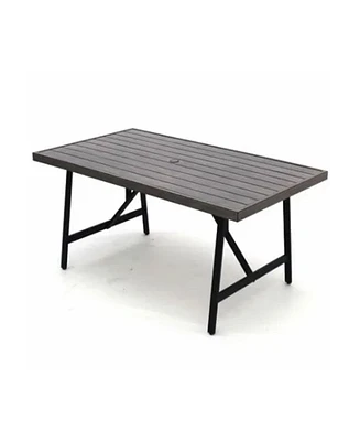 Four Seasons Courtyard Norwalk Slat Top Aluminum All Weather Patio Dining Table