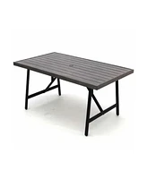Four Seasons Courtyard Norwalk Slat Top Aluminum All Weather Patio Dining Table