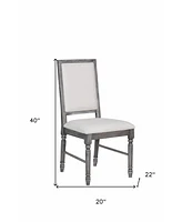 Set of Two Upholstered Linen Dining Side Chairs