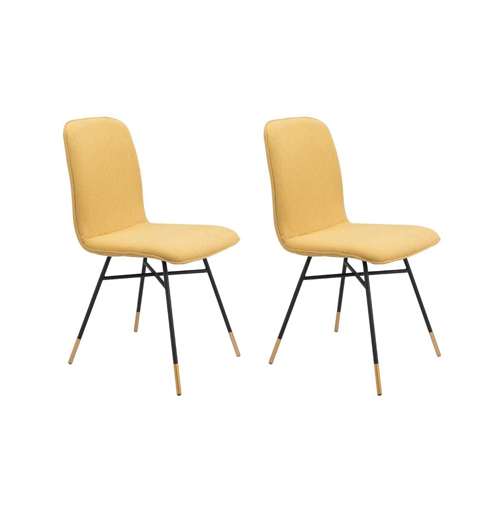 Set of Two Upholstered Fabric Dining Chairs for Kitchen and Dining Room