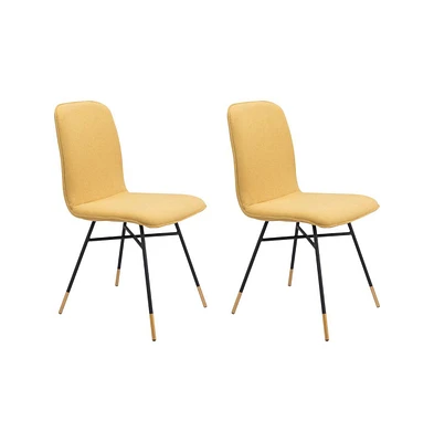 Set of Two Upholstered Fabric Dining Chairs for Kitchen and Dining Room